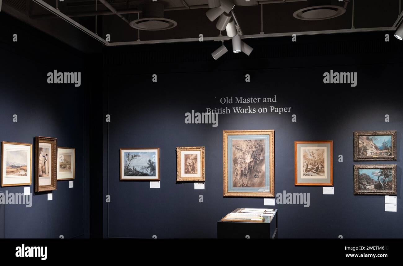 Disegni messi all'asta come parte delle vendite della Sotheby's Annual Masters Week al Sotheby's di New York durante un'anteprima stampa il 26 gennaio 2024 Foto Stock