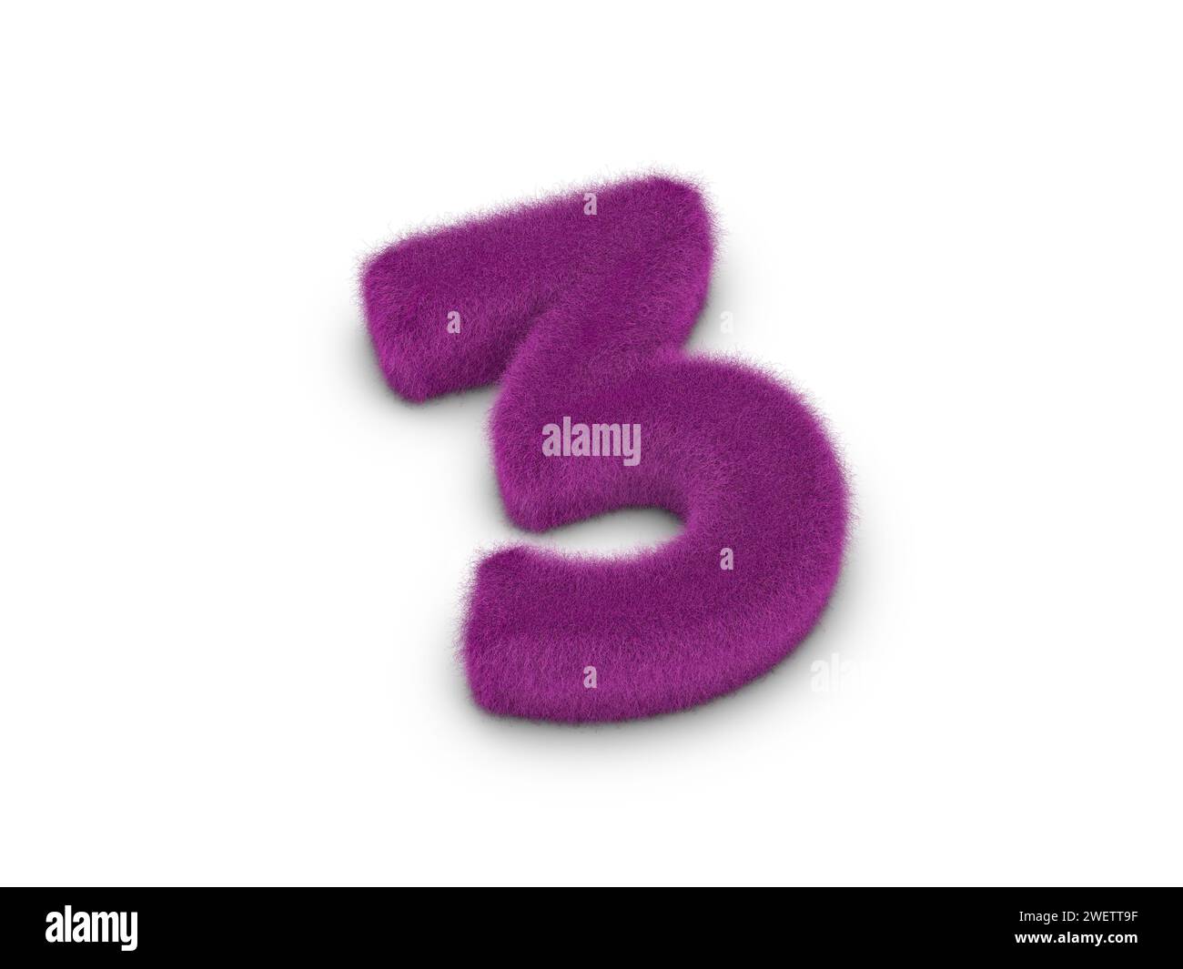 Fur numero tre su sfondo bianco. illustrazione 3d. Foto Stock