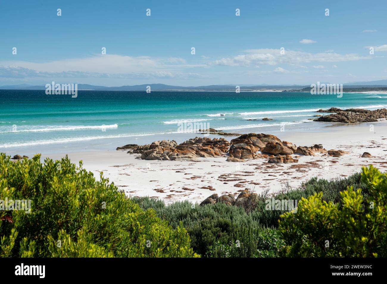 Larapuna o la Baia degli incendi e il Parco Nazionale di Mount William, Tasmania, Australia Foto Stock