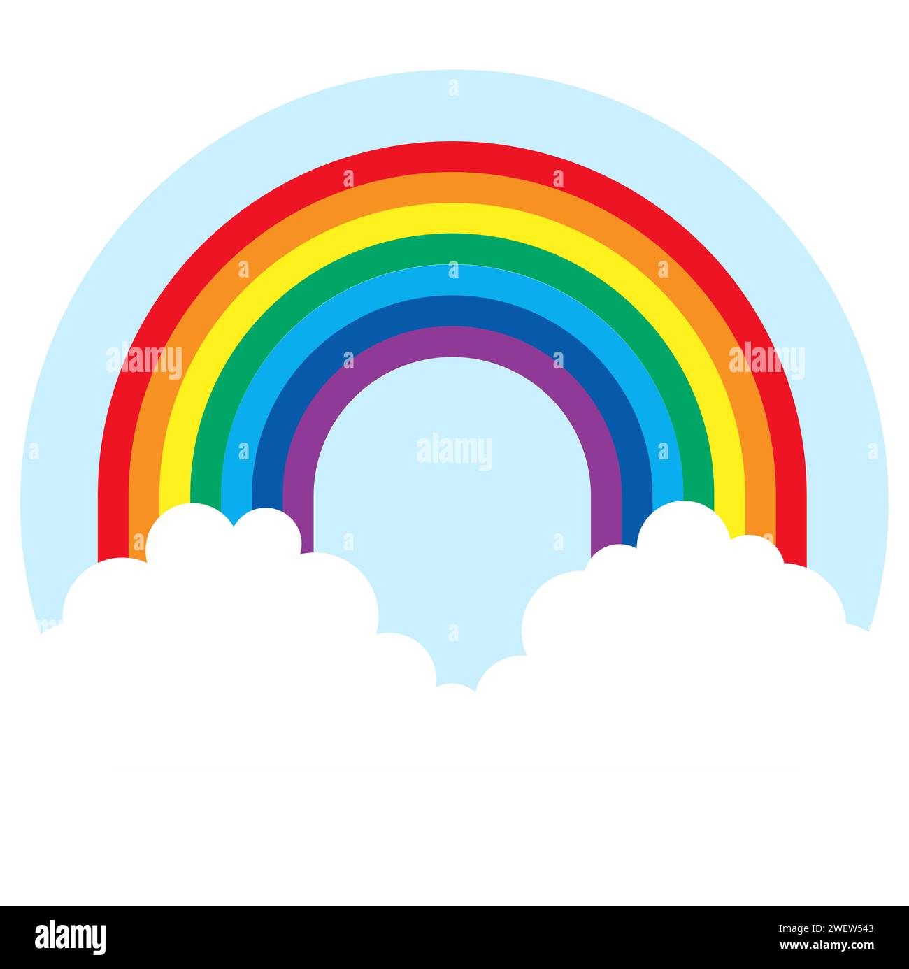illustrazione vettoriale eps che illustra un meraviglioso arcobaleno colorato con nuvole bianche alle estremità Illustrazione Vettoriale