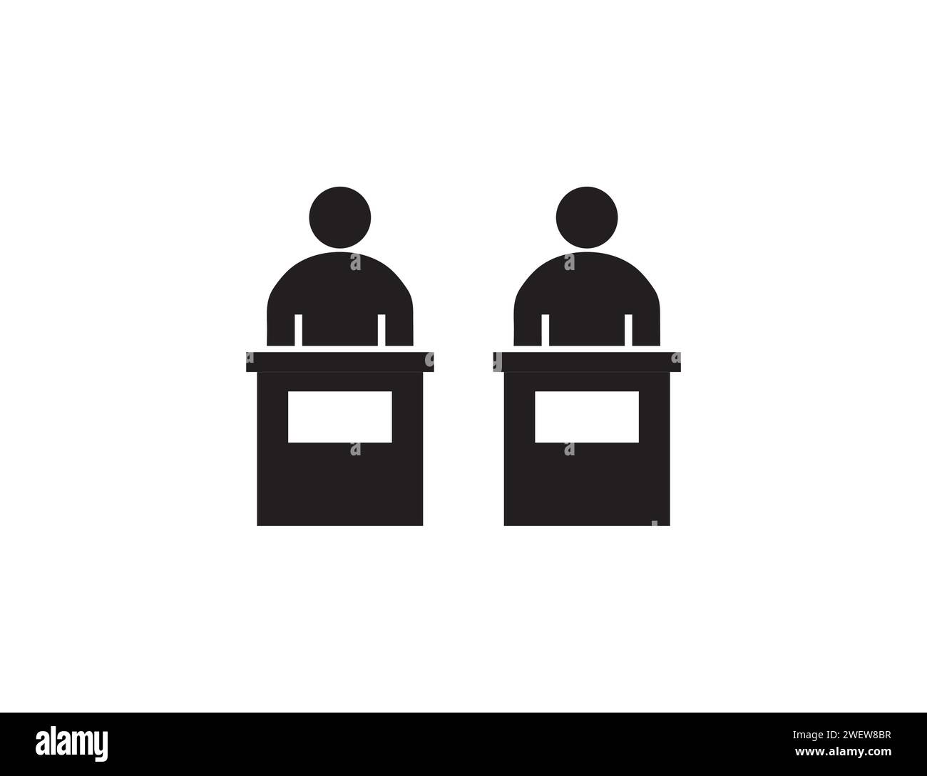 Dibattito, comunicazione, icona del dibattito sul podio. Illustrazione vettoriale. Illustrazione Vettoriale
