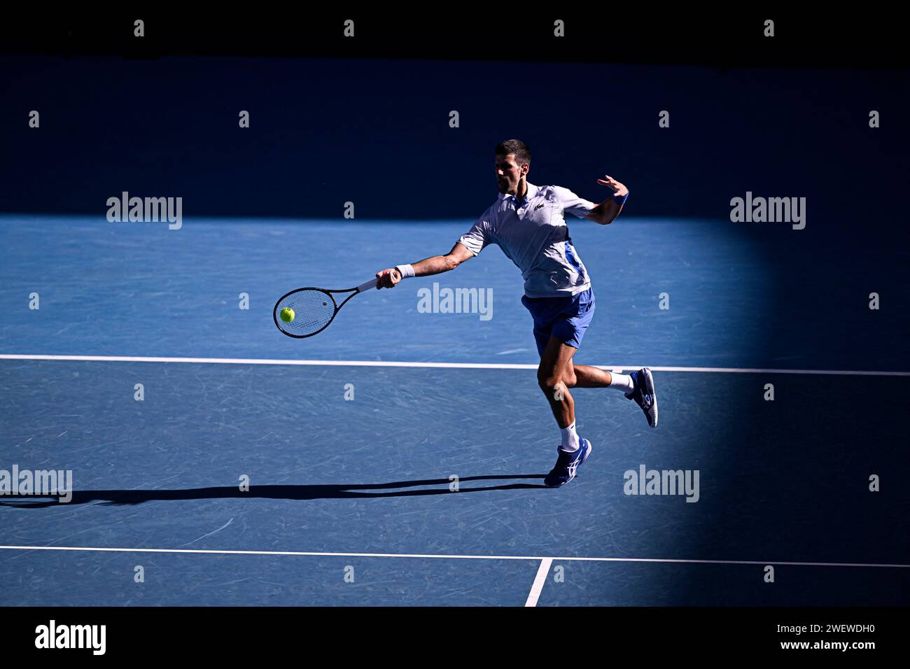 Melbourne, Australia. 26 gennaio 2024. Novak Djokovic durante il torneo di tennis Australian Open AO 2024 del grande Slam al Melbourne Park di Melbourne, Australia, il 26 gennaio 2024. Foto di Victor Joly/ABACAPRESS.COM Credit: Abaca Press/Alamy Live News Foto Stock