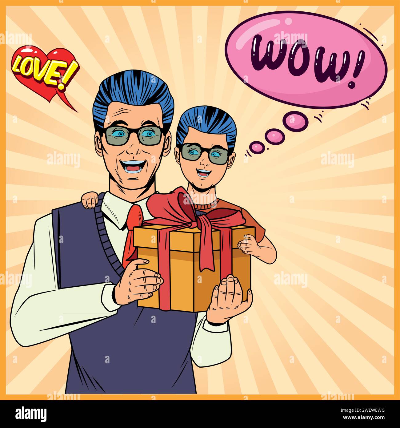 Stile pop art Super Papà Day Illustrazione Vettoriale