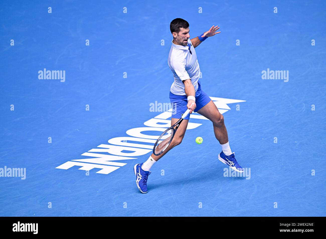 Melbourne, Australie. 26 gennaio 2024. Novak Djokovic durante il torneo di tennis Australian Open AO 2024 del grande Slam il 26 gennaio 2024 al Melbourne Park di Melbourne, Australia. Crediti: Victor Joly/Alamy Live News Foto Stock