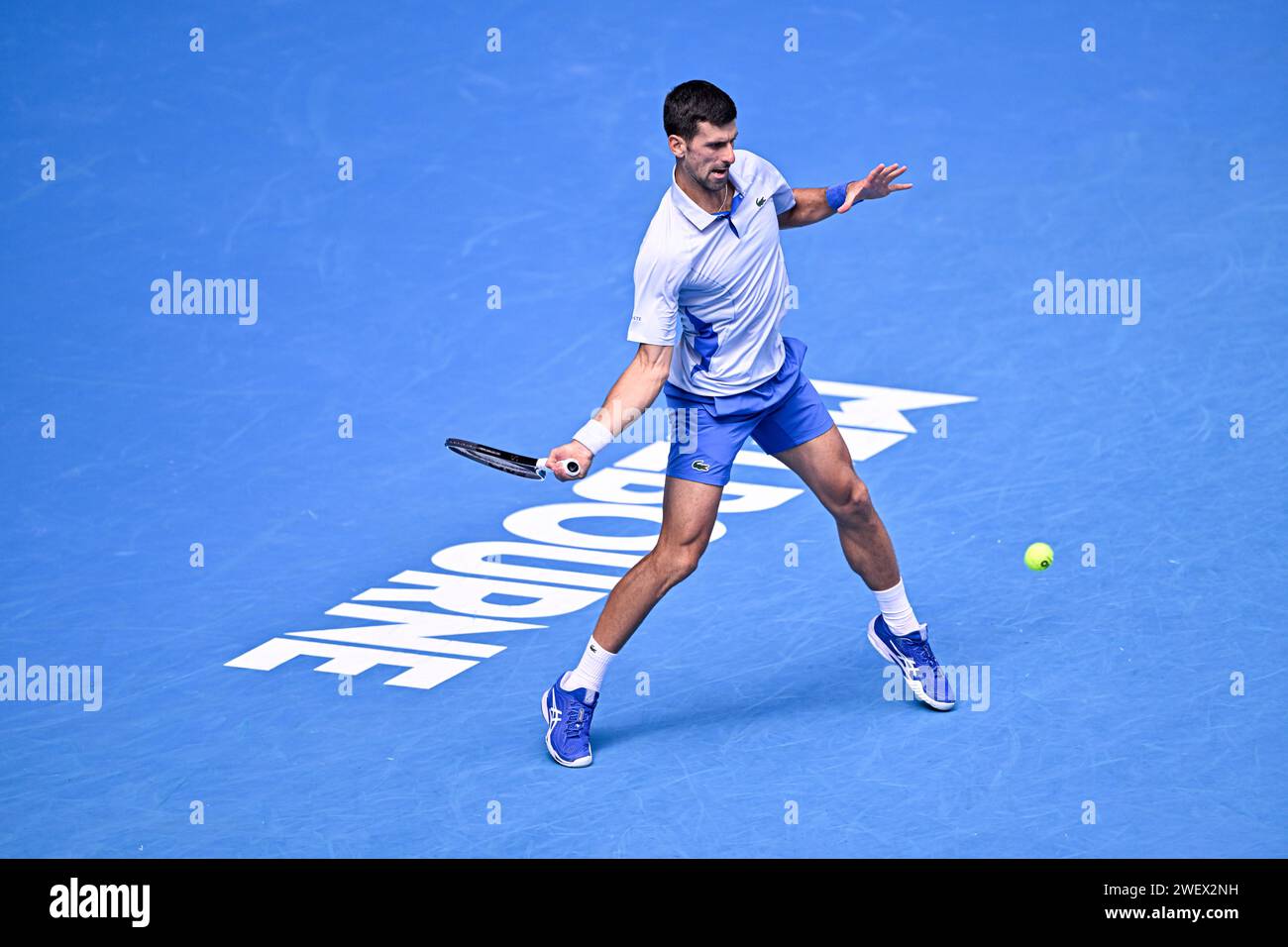 Melbourne, Australie. 26 gennaio 2024. Novak Djokovic durante il torneo di tennis Australian Open AO 2024 del grande Slam il 26 gennaio 2024 al Melbourne Park di Melbourne, Australia. Crediti: Victor Joly/Alamy Live News Foto Stock