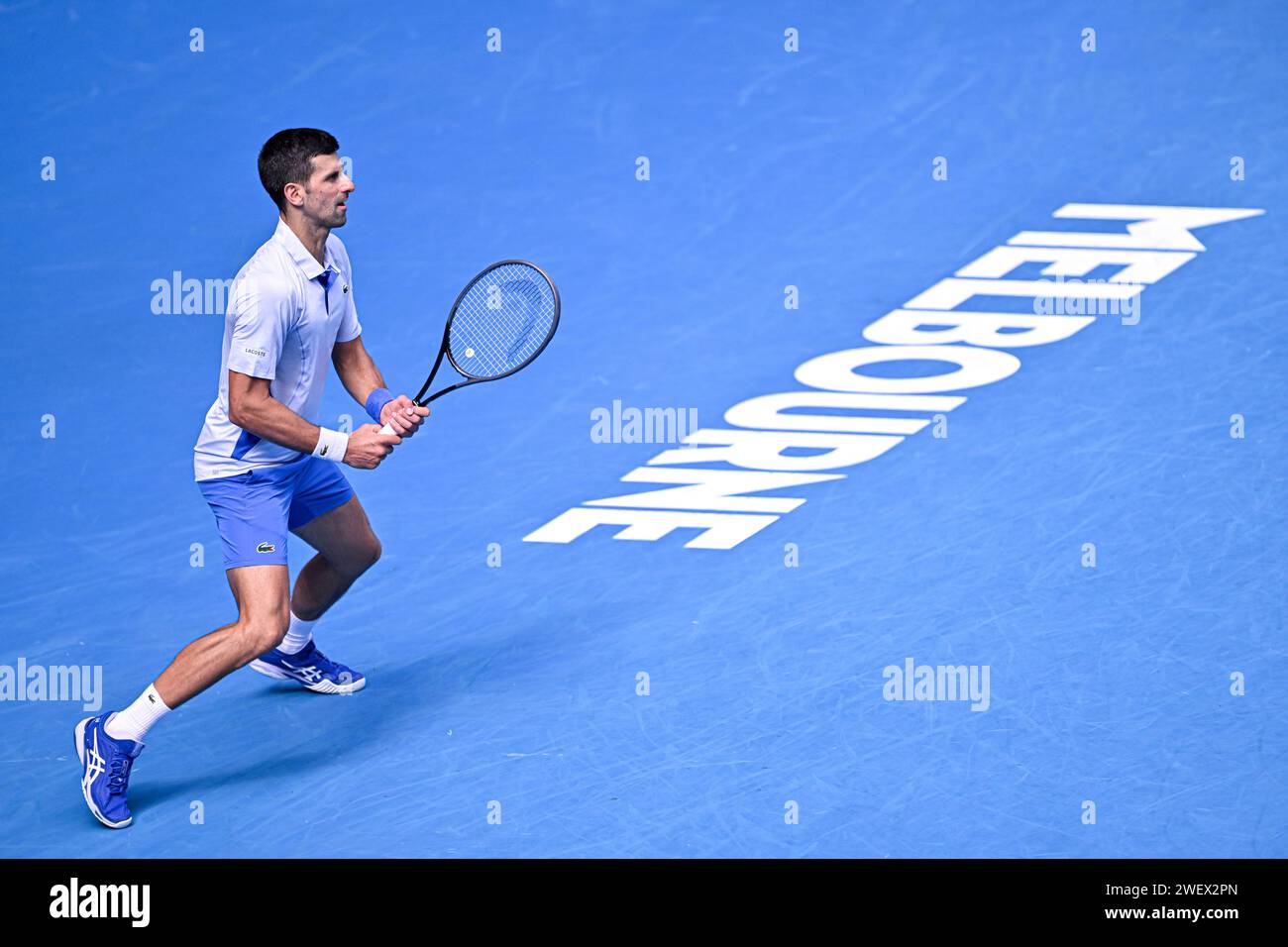 Melbourne, Australie. 26 gennaio 2024. Novak Djokovic durante il torneo di tennis Australian Open AO 2024 del grande Slam il 26 gennaio 2024 al Melbourne Park di Melbourne, Australia. Crediti: Victor Joly/Alamy Live News Foto Stock