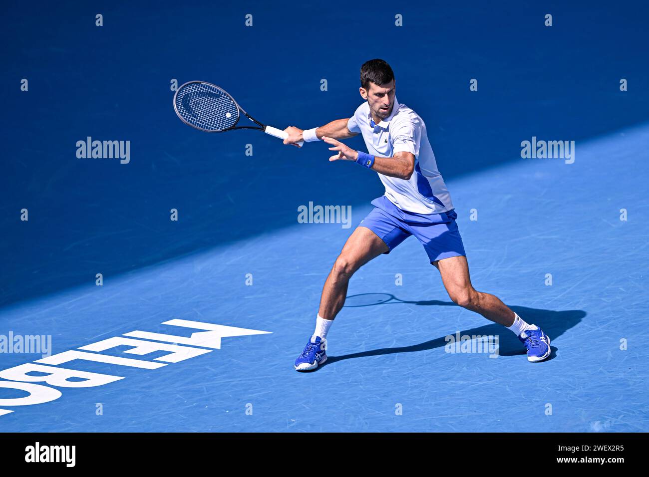 Melbourne, Australie. 26 gennaio 2024. Novak Djokovic durante il torneo di tennis Australian Open AO 2024 del grande Slam il 26 gennaio 2024 al Melbourne Park di Melbourne, Australia. Crediti: Victor Joly/Alamy Live News Foto Stock
