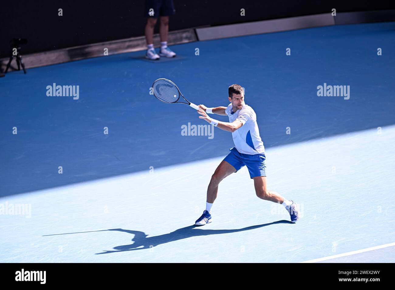 Melbourne, Australie. 26 gennaio 2024. Novak Djokovic durante il torneo di tennis Australian Open AO 2024 del grande Slam il 26 gennaio 2024 al Melbourne Park di Melbourne, Australia. Crediti: Victor Joly/Alamy Live News Foto Stock