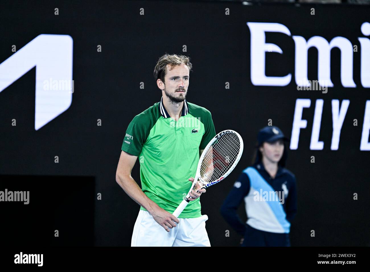 Melbourne, Australie. 26 gennaio 2024. Daniil Medvedev durante il torneo di tennis Australian Open AO 2024 del grande Slam il 26 gennaio 2024 al Melbourne Park di Melbourne, Australia. Crediti: Victor Joly/Alamy Live News Foto Stock