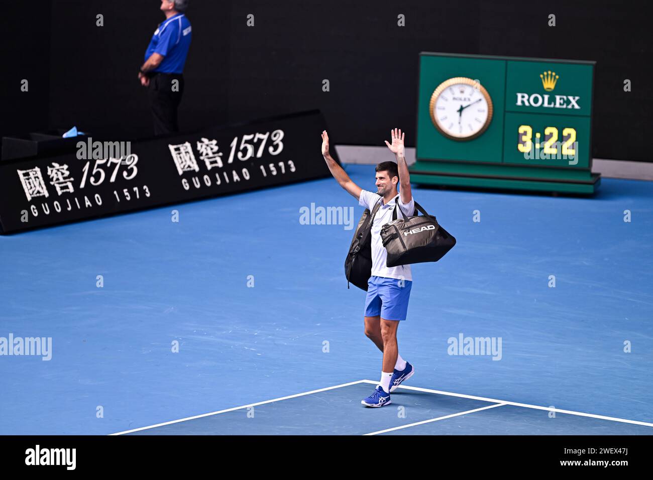 Melbourne, Australie. 26 gennaio 2024. Novak Djokovic durante il torneo di tennis Australian Open AO 2024 del grande Slam il 26 gennaio 2024 al Melbourne Park di Melbourne, Australia. Crediti: Victor Joly/Alamy Live News Foto Stock