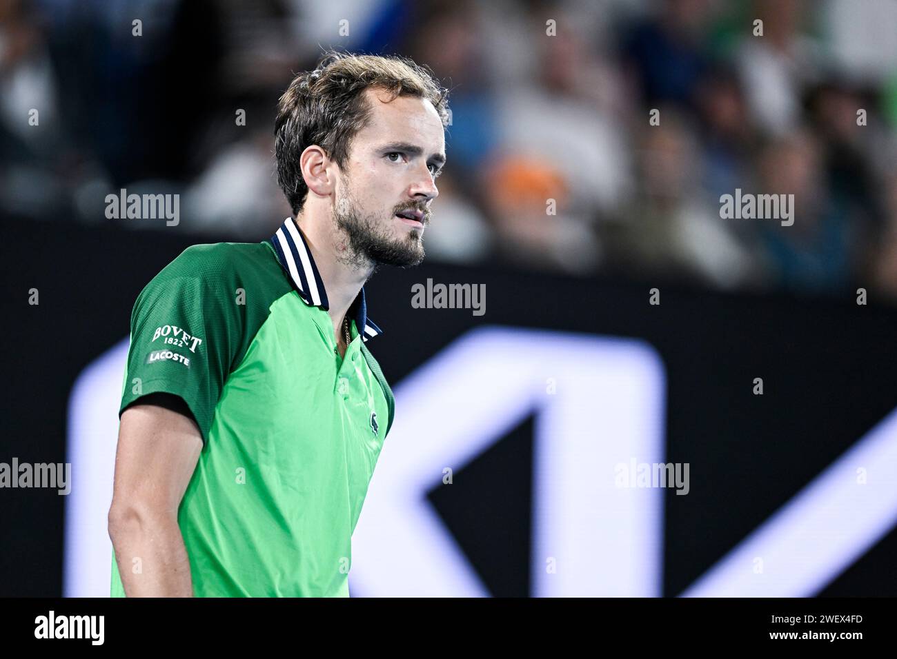 Melbourne, Australie. 26 gennaio 2024. Daniil Medvedev durante il torneo di tennis Australian Open AO 2024 del grande Slam il 26 gennaio 2024 al Melbourne Park di Melbourne, Australia. Crediti: Victor Joly/Alamy Live News Foto Stock