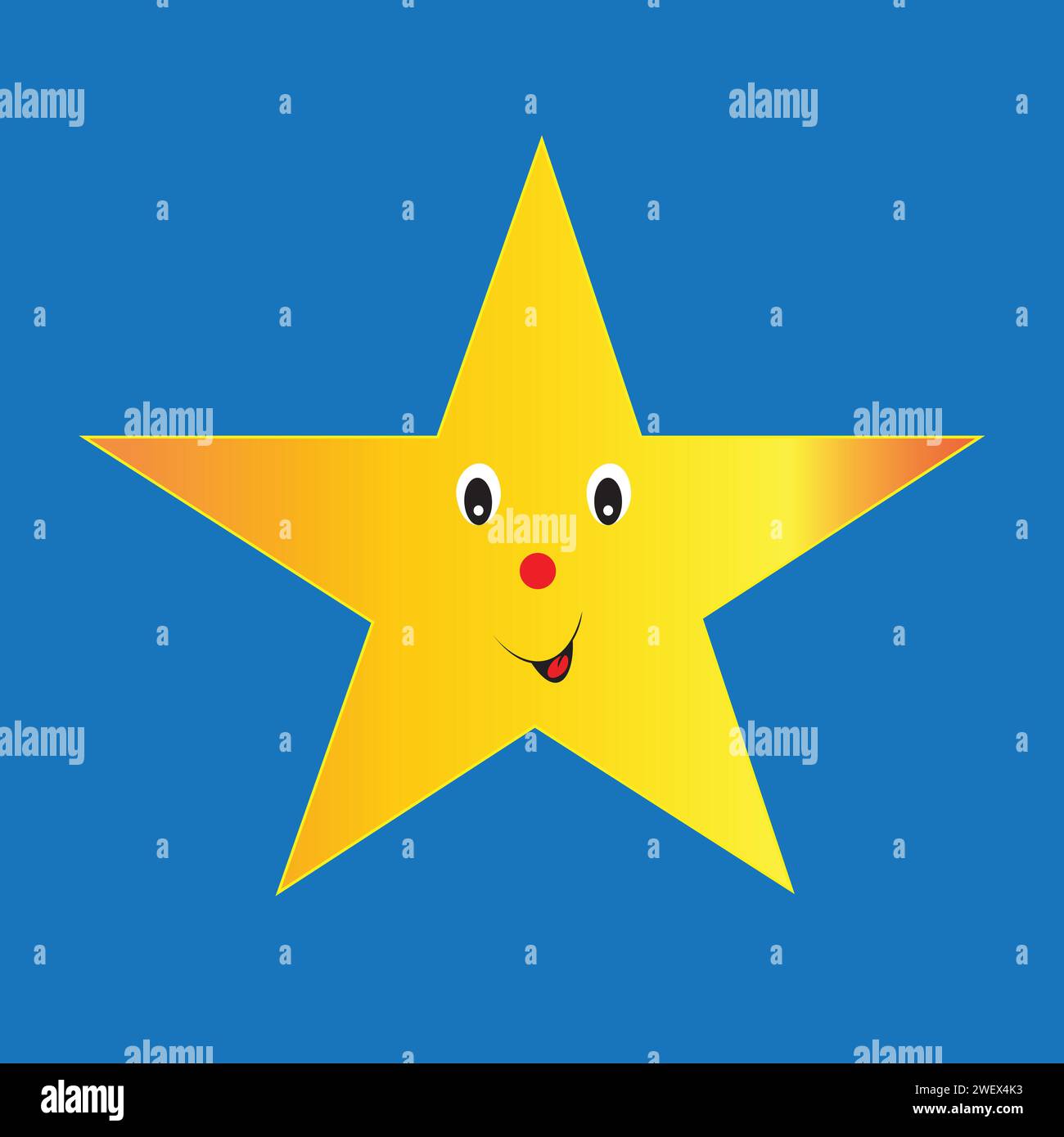 Divertente stella con occhi, naso e bocca Illustrazione Vettoriale