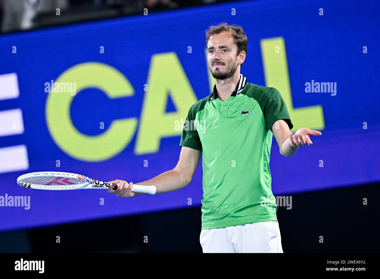 Melbourne, Australie. 26 gennaio 2024. Daniil Medvedev durante il torneo di tennis Australian Open AO 2024 del grande Slam il 26 gennaio 2024 al Melbourne Park di Melbourne, Australia. Crediti: Victor Joly/Alamy Live News Foto Stock