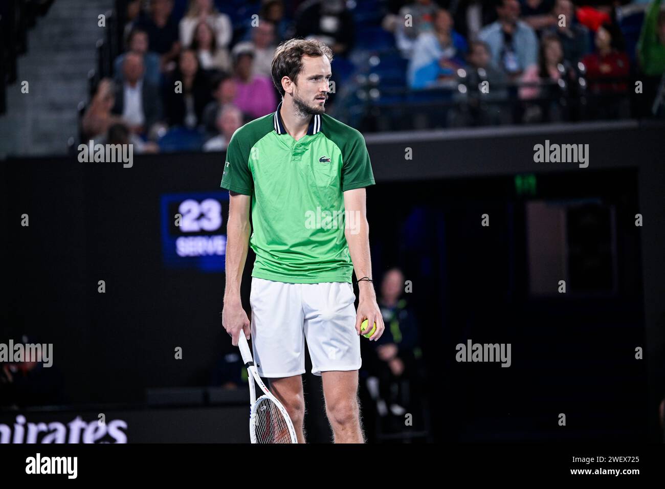 Melbourne, Australie. 26 gennaio 2024. Daniil Medvedev durante il torneo di tennis Australian Open AO 2024 del grande Slam il 26 gennaio 2024 al Melbourne Park di Melbourne, Australia. Crediti: Victor Joly/Alamy Live News Foto Stock