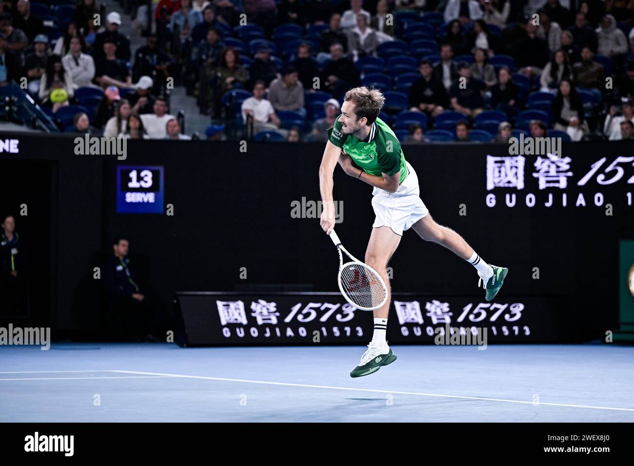 Melbourne, Australie. 26 gennaio 2024. Daniil Medvedev durante il torneo di tennis Australian Open AO 2024 del grande Slam il 26 gennaio 2024 al Melbourne Park di Melbourne, Australia. Crediti: Victor Joly/Alamy Live News Foto Stock