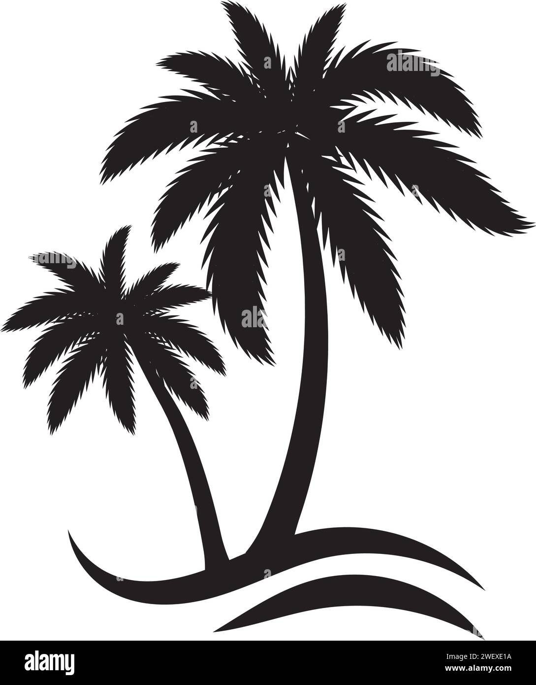 Palm tree estate modello logo illustrazione vettoriale Illustrazione Vettoriale
