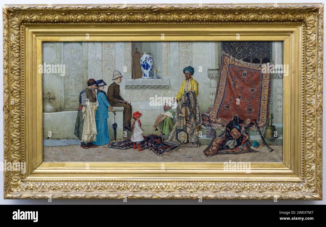 Osman Hamedi Bey-Persischer Teppichhändler auf der Straße Foto Stock