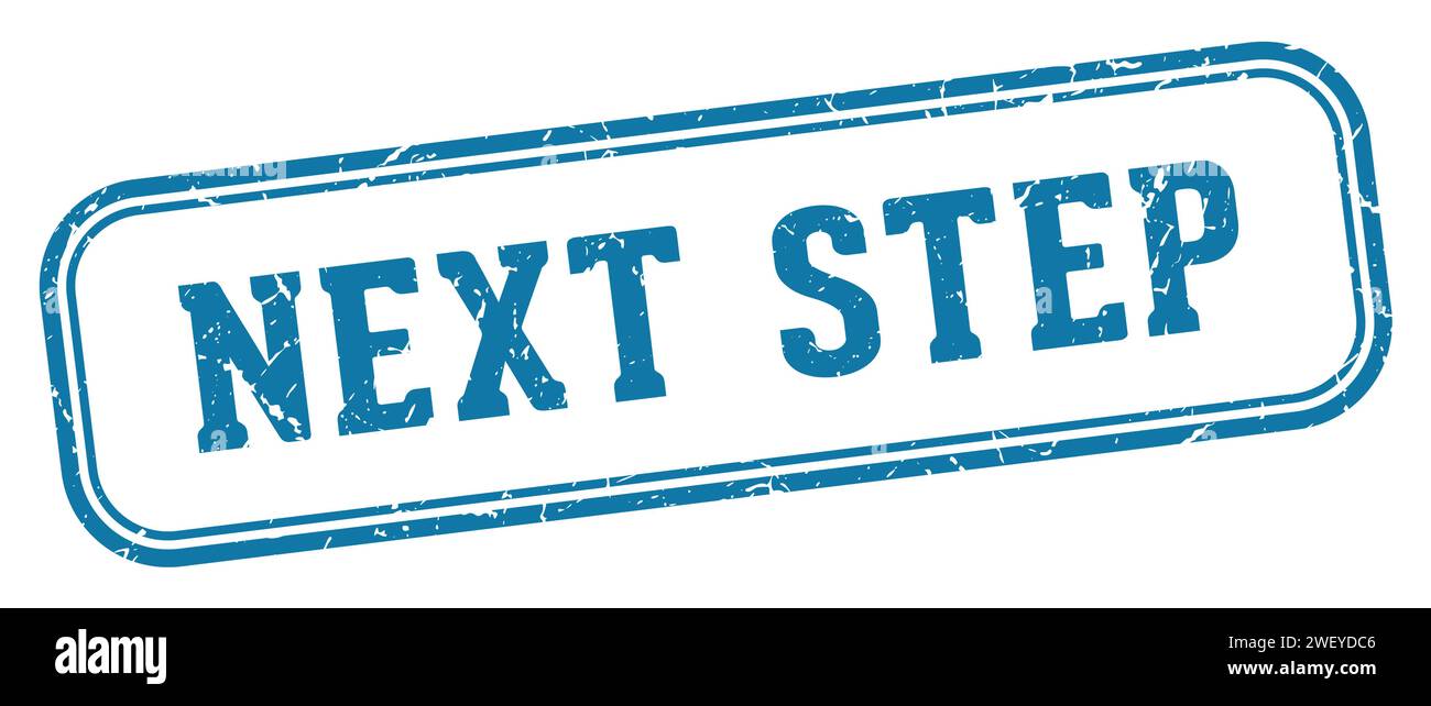 timbro del passo successivo. passo successivo timbro rettangolare isolato su sfondo bianco Illustrazione Vettoriale