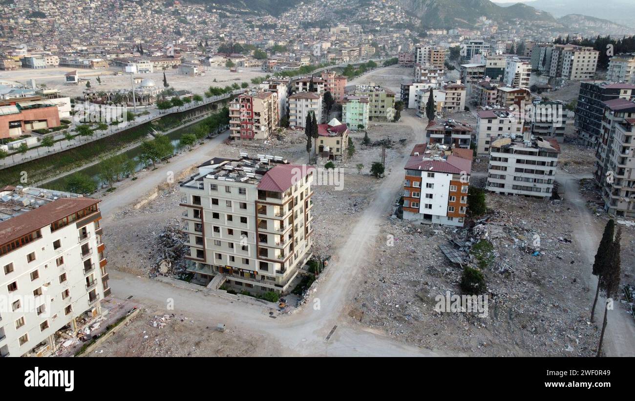 Antakya City Center dopo un terremoto di magnitudo 7,8 a Turkiye. Foto Stock