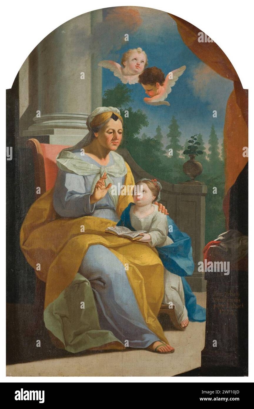 Anton Cebej - Sveta Ana uči Marijo brati. Foto Stock