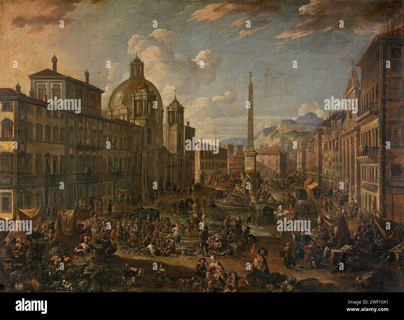 Anton Goubau - La Piazza Navone in Roma. Foto Stock