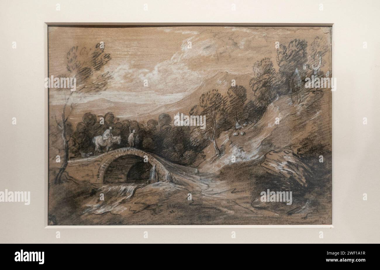 New York, New York, USA. 26 gennaio 2024. Disegno di Thomas Gainsborough 'Boscoded Landscape' visto durante l'anteprima stampa prima dell'asta al Christie's di New York. (Immagine di credito: © Lev Radin/Pacific Press via ZUMA Press Wire) SOLO USO EDITORIALE! Non per USO commerciale! Foto Stock