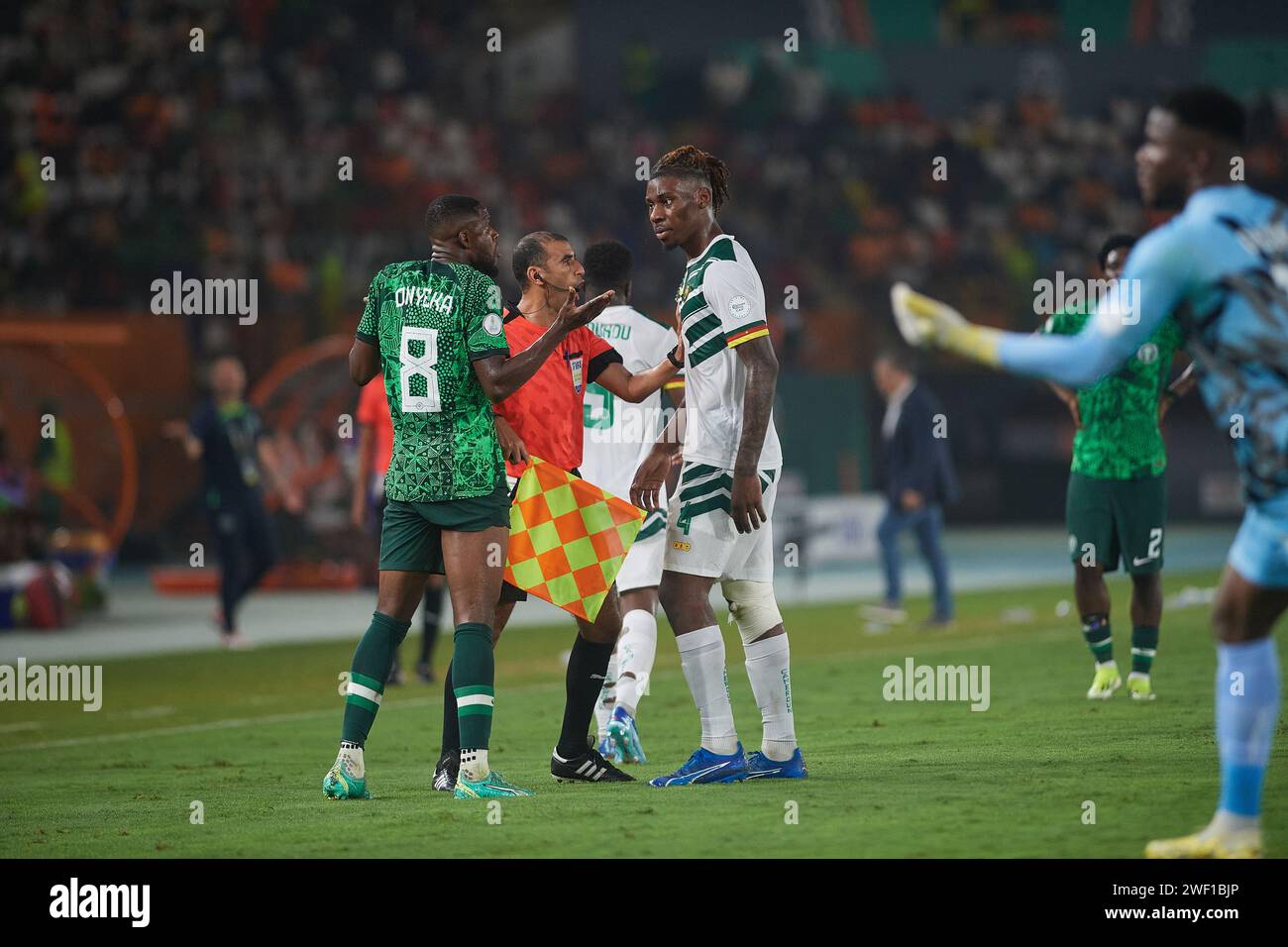 Abidjan, Costa d'Avorio. 27 gennaio 2024. Round di 16. Il confronto tra Christopher Wooh e Franck Onyeka Foto Stock