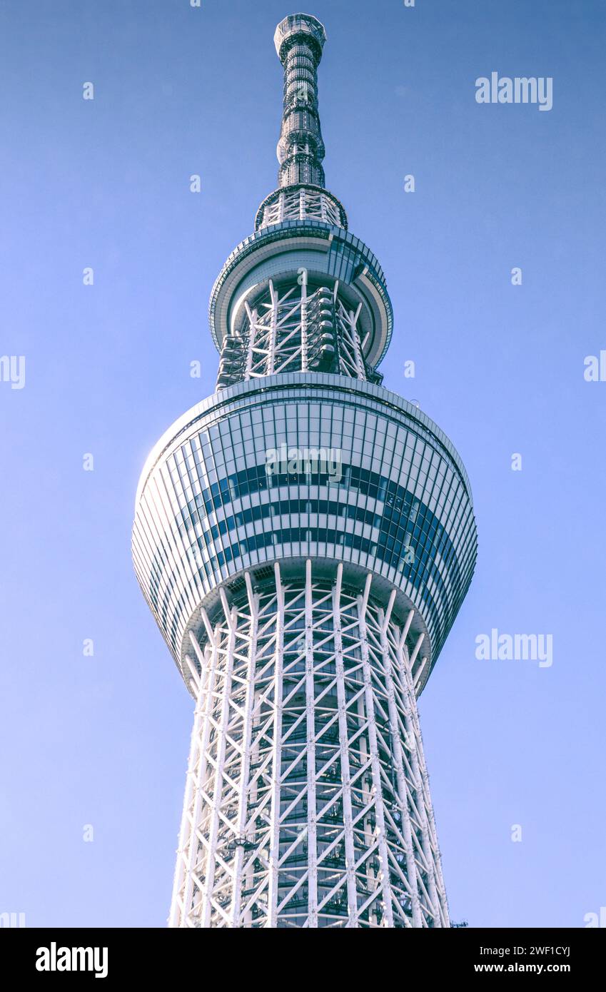 Primo piano della Tokyo Skytree Tower Foto Stock