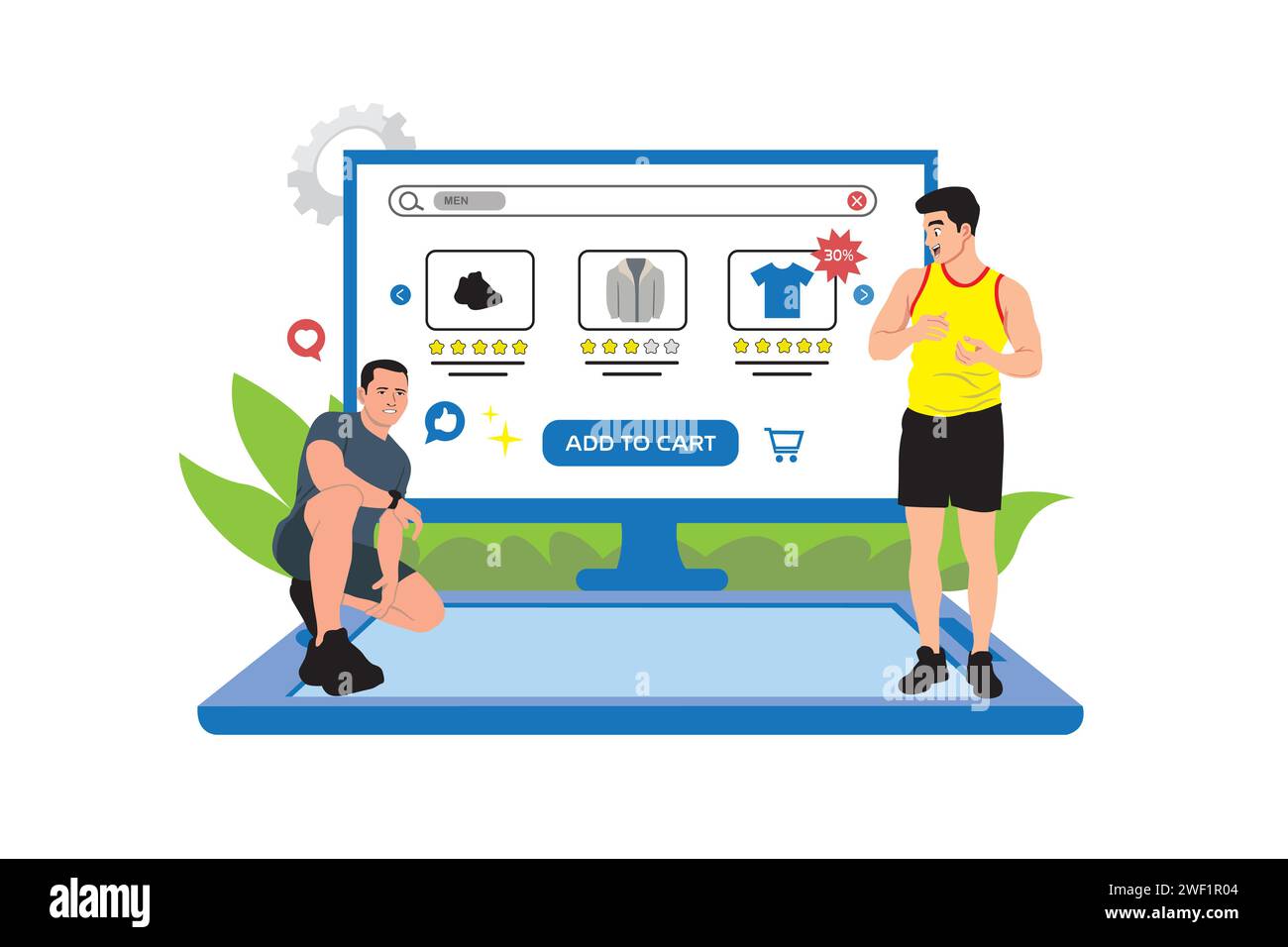 Concetto di fitness online e stile di vita sano. Illustrazione vettoriale in stile piatto Illustrazione Vettoriale