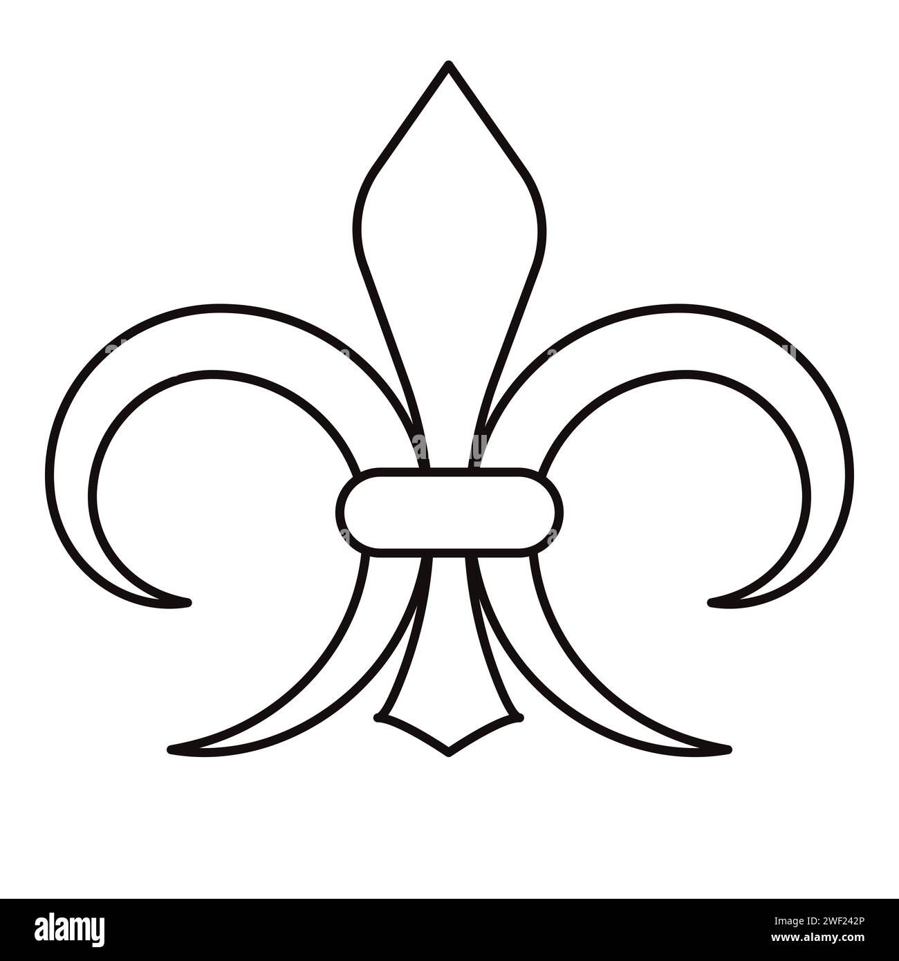 Icona Fleur De Lis Line elemento di design nero illustrazione vettoriale isolata su sfondo bianco Illustrazione Vettoriale