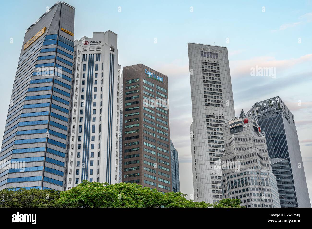 Singapore, Singapore, 24 gennaio 2024: Paesaggio urbano contemporaneo del paesaggio urbano di Singapore. città del distretto finanziario natura progressiva e prospera, Foto Stock