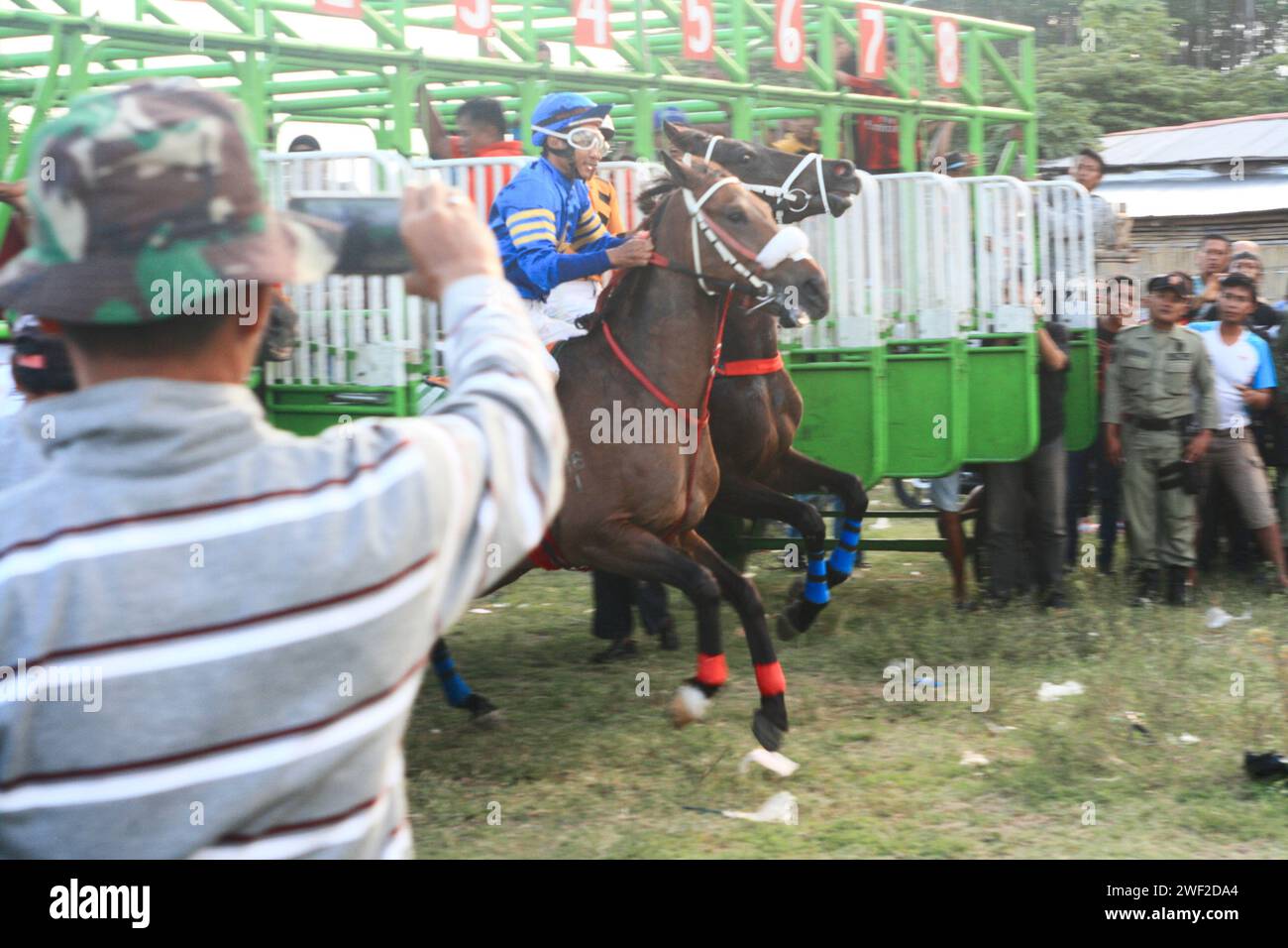 Corse di cavalli a Kediri, Eastjava, Indonesia Foto Stock