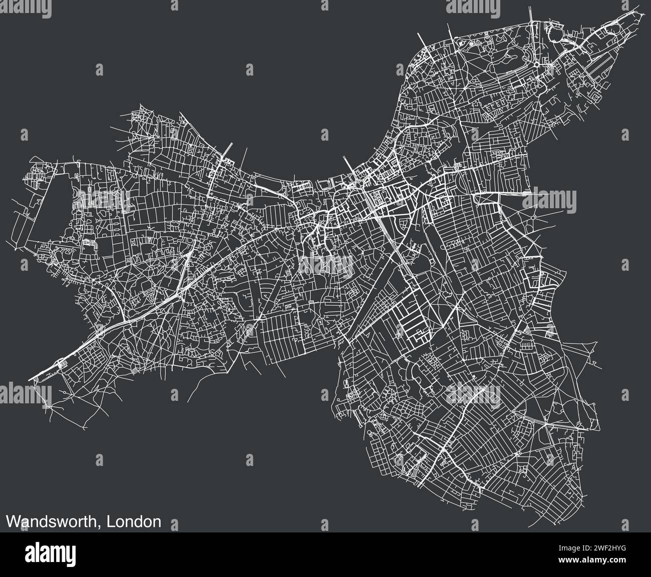 Mappa stradale del BOROUGH DI WANDSWORTH, LONDRA Illustrazione Vettoriale