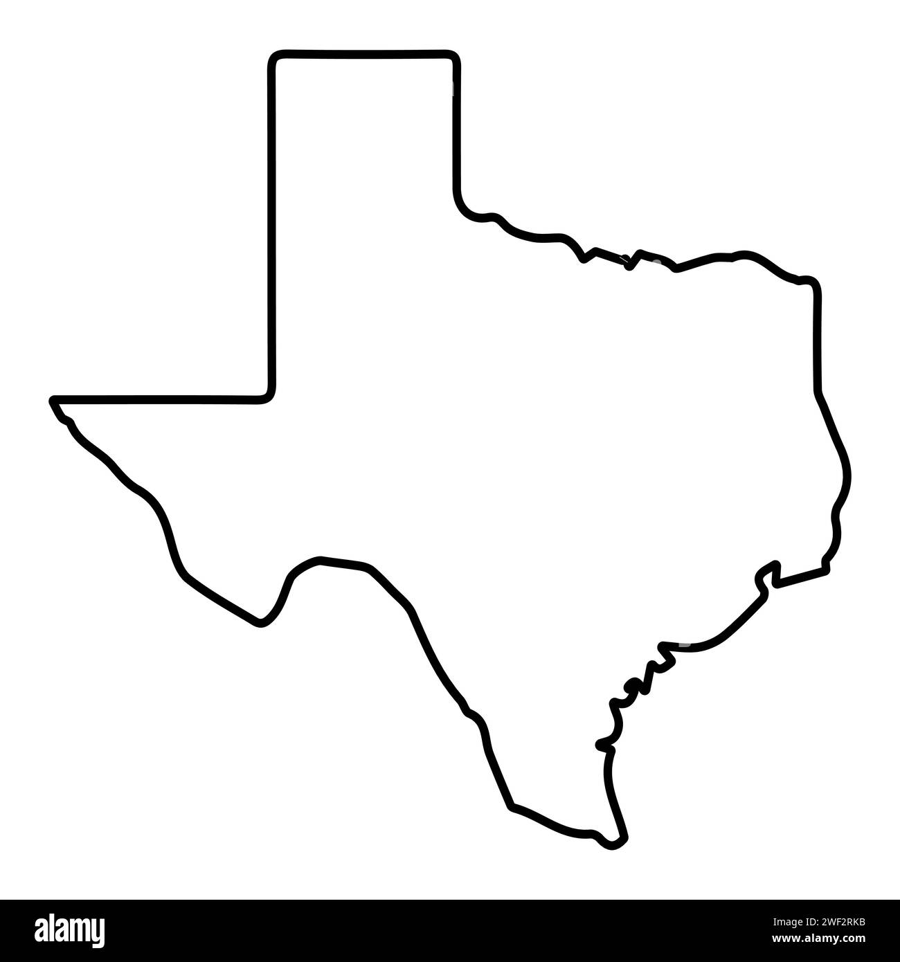 Confine di stato del Texas, Stati Uniti contorni di confine del Texas, mappa geografica Illustrazione Vettoriale