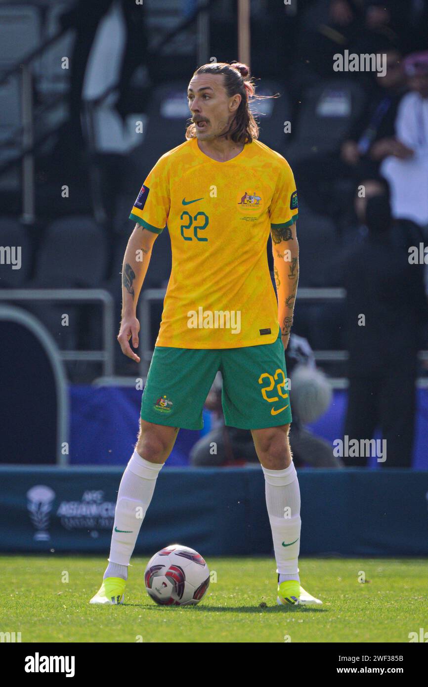 Doha, Qatar. 28 gennaio 2024. AUSTRALIA VS INDONESIA：TURNO DI 16 - Coppa d'Asia AFC Qatar 2023 allo stadio Jassim Bin Hamad. Crediti: Meng Gao/Alamy Live News Foto Stock