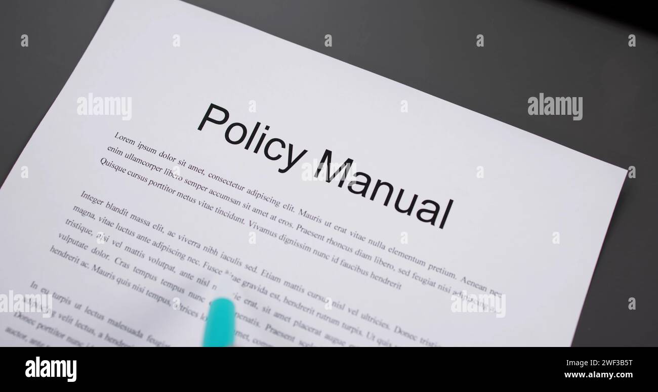 Manuale o manuale delle politiche dei dipendenti. Regole dell'azienda HR Foto Stock