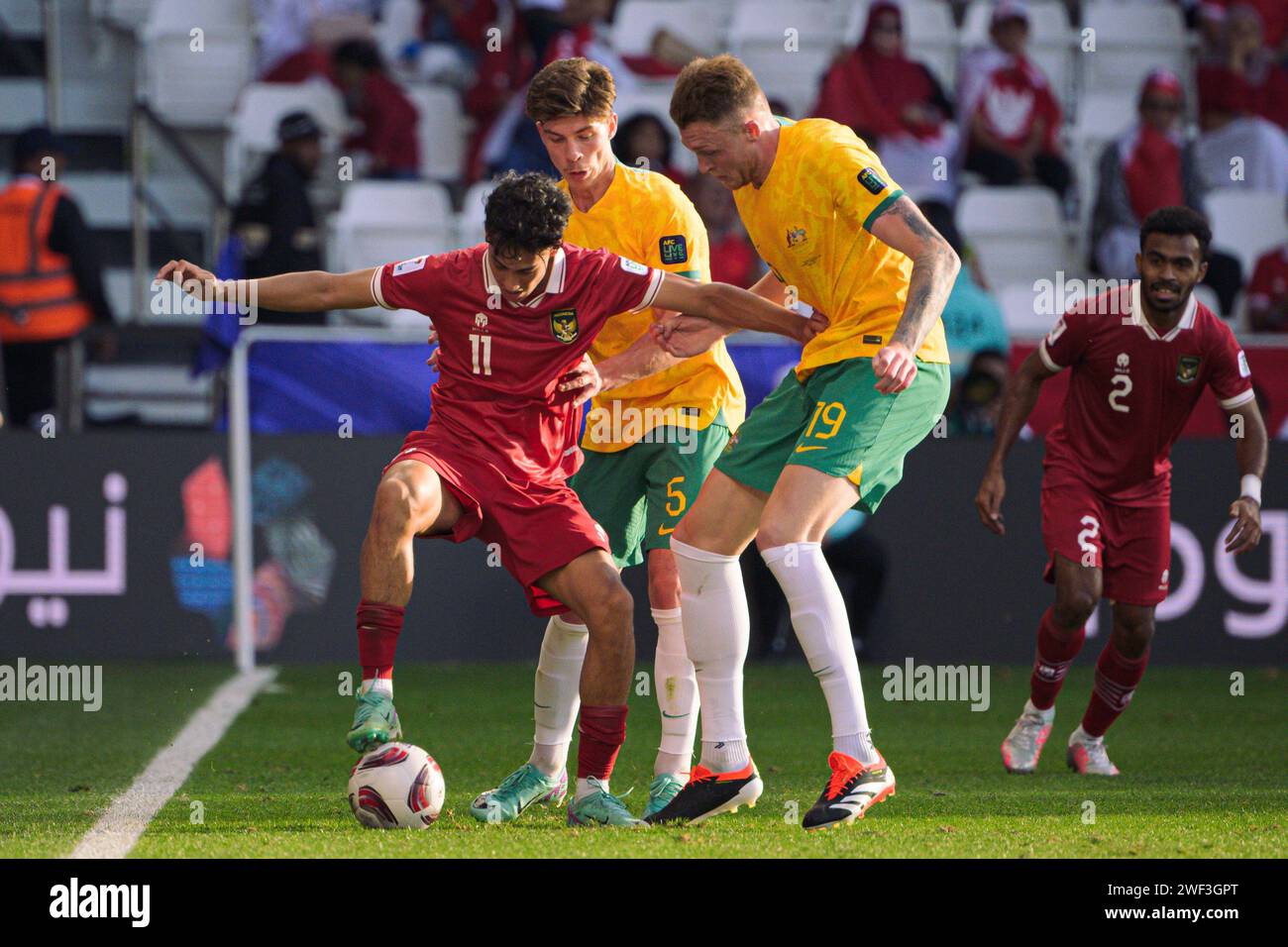 Doha, Qatar. 28 gennaio 2024. AUSTRALIA VS INDONESIA：TURNO DI 16 - Coppa d'Asia AFC Qatar 2023 allo stadio Jassim Bin Hamad. Crediti: Meng Gao/Alamy Live News Foto Stock