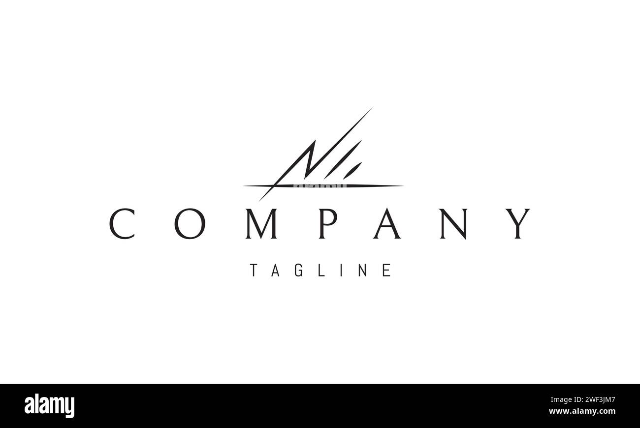 Un logo vettoriale con un'immagine astratta di una struttura architettonica sotto forma di fulmini. Illustrazione Vettoriale