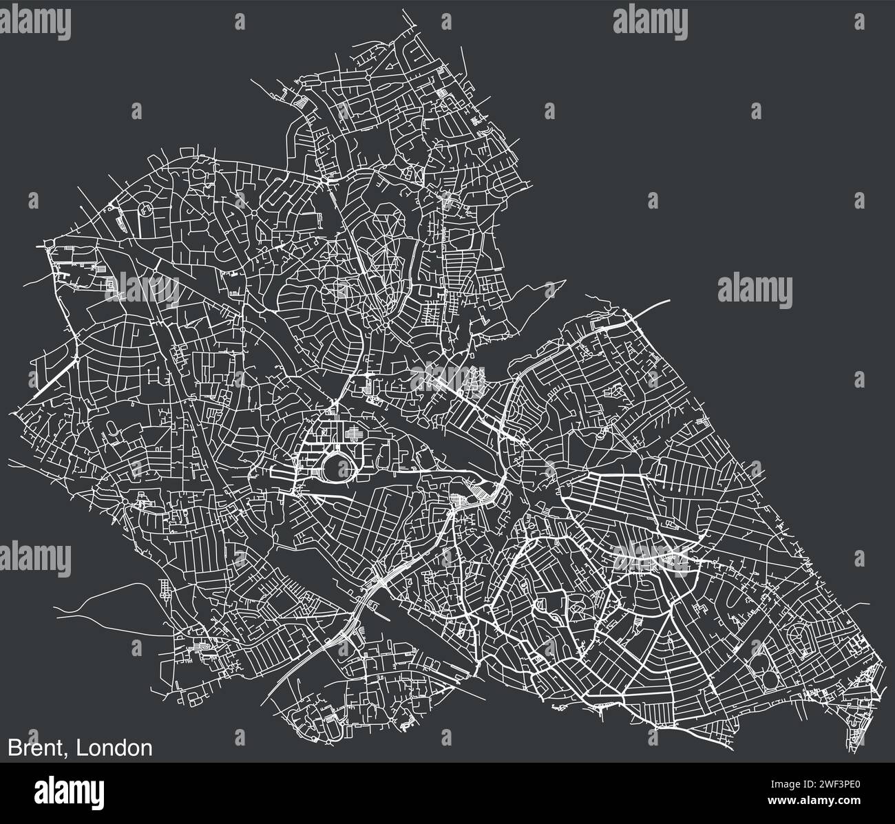 Mappa stradale del BOROUGH OF BRANT, LONDRA Illustrazione Vettoriale