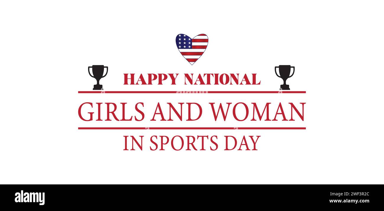 National Girls and Women in Sports Day Text Design Illustrazione Vettoriale