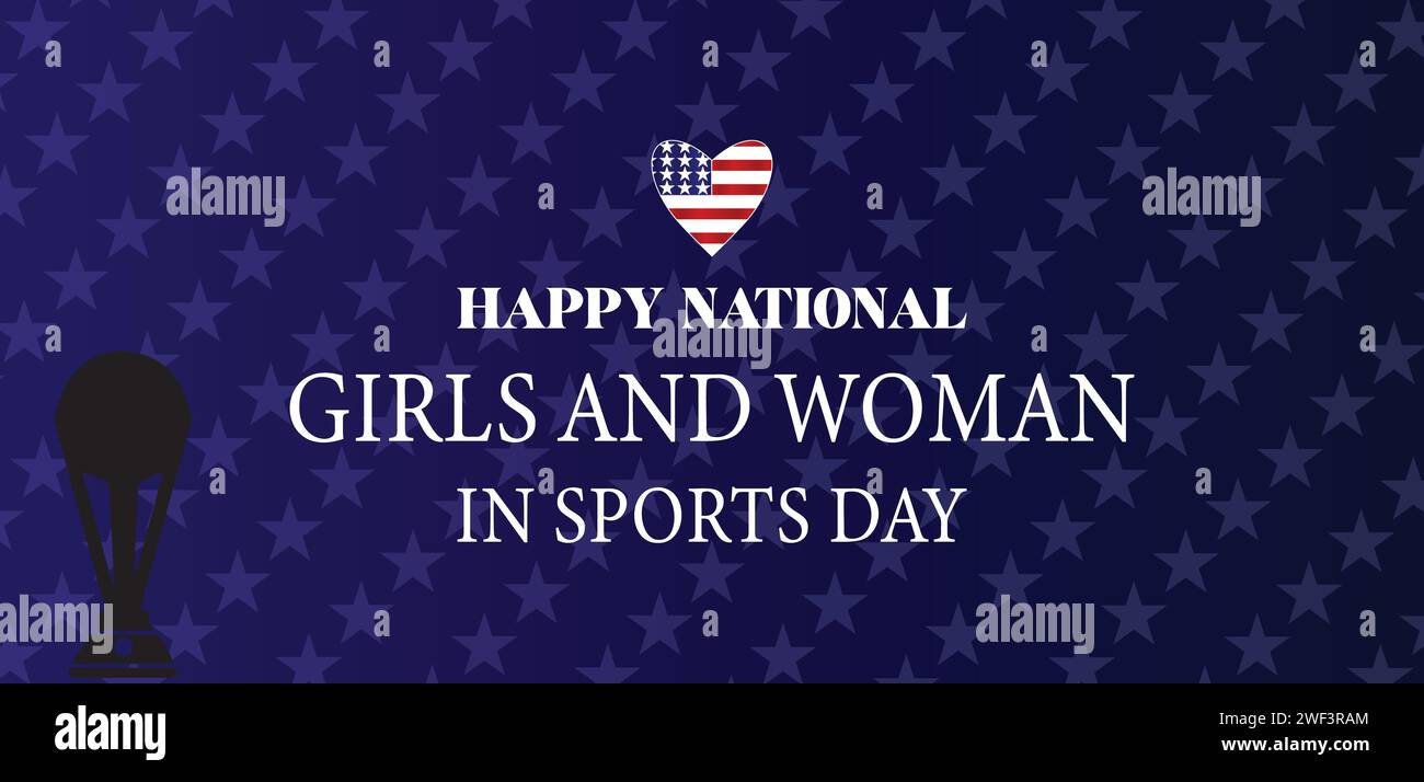 National Girls and Women in Sports Day Text Design Illustrazione Vettoriale