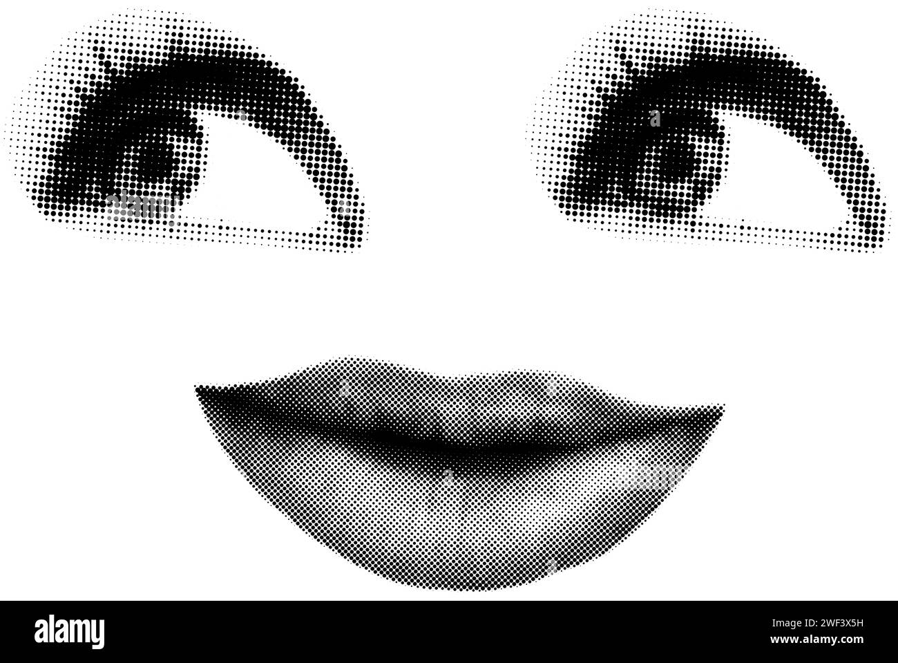 Illustrazione vettoriale del collage artistico dei mezzitoni del volto umano Illustrazione Vettoriale