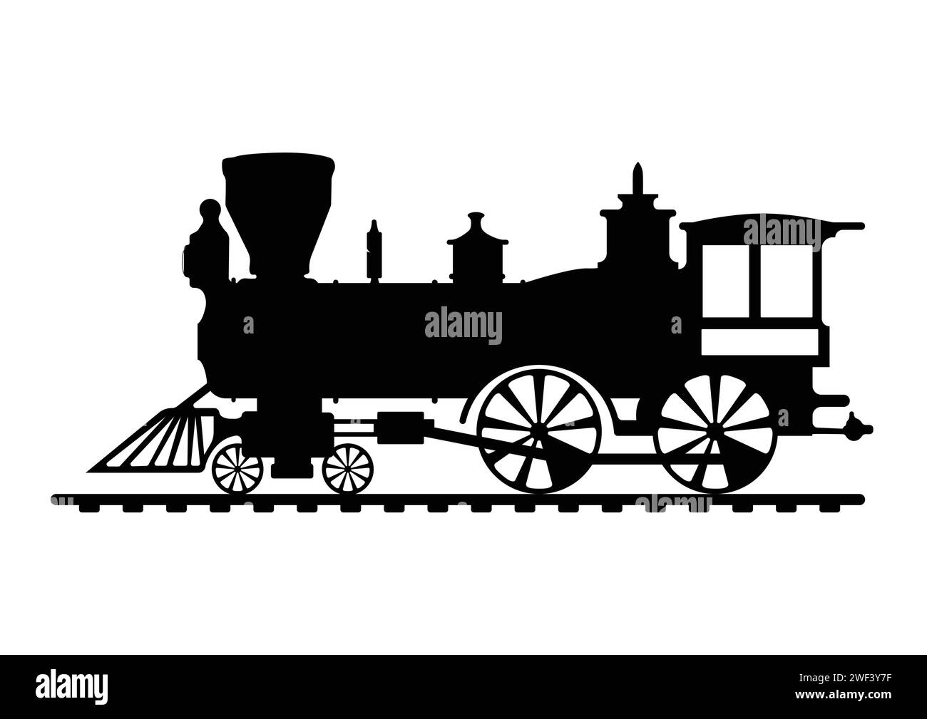 Immagine del treno in bianco e nero nell'illustratore su sfondo bianco Illustrazione Vettoriale