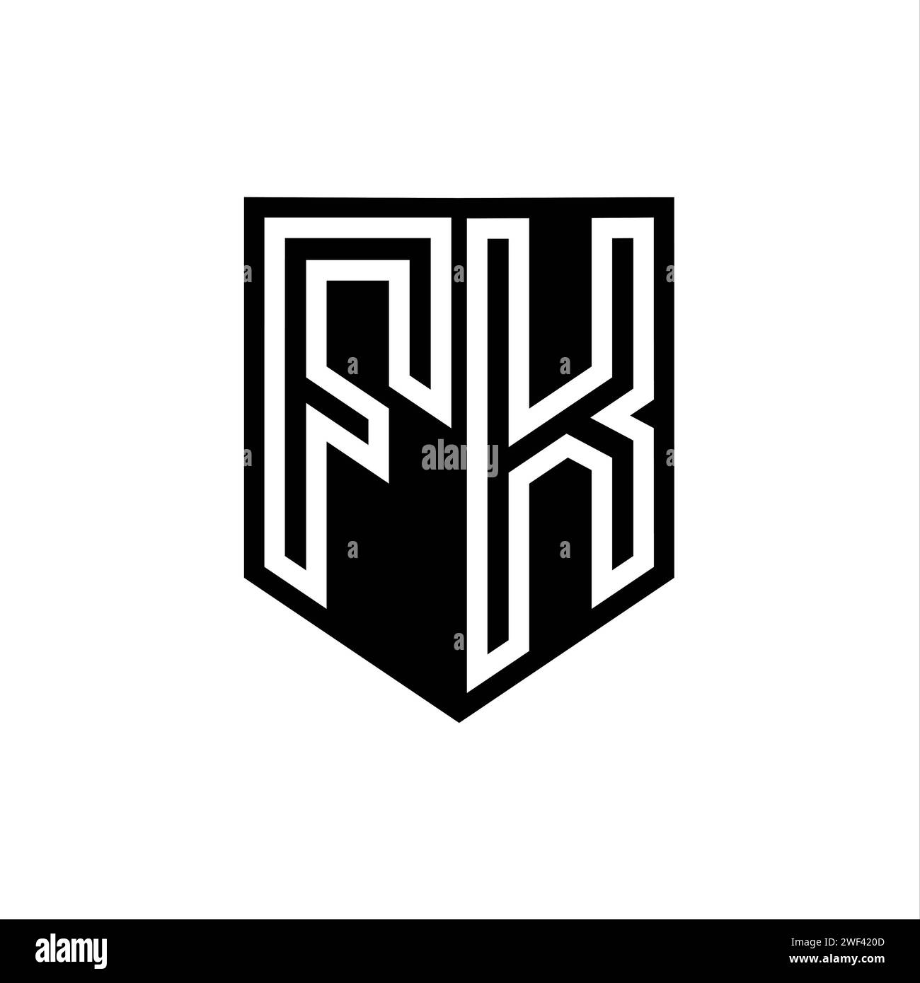 FK Letter Logo monogramma schermatura linea geometrica all'interno del modello di design in stile schermatura Foto Stock