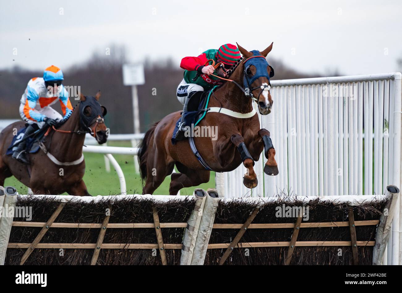 Ippodromo di Doncaster, Regno Unito. 28 gennaio 2024. Jaytee e Brian Hughes vincono l'handicap dell'allenatore Ian Williams e il proprietario Mr J Tredwell. Credito immagini equine JTW / Alamy Live News Foto Stock