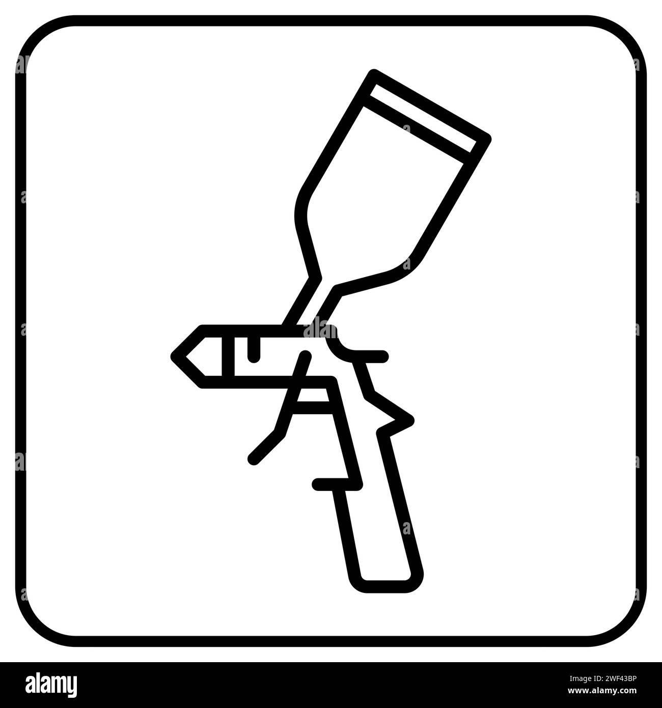 Icona del vettore della pistola a spruzzo, per il sito Web o il pulsante app. Icona del vettore della pistola a spruzzo. Simbolo della pistola a spruzzo per verniciatura auto di colore nero. Illustrazione Vettoriale
