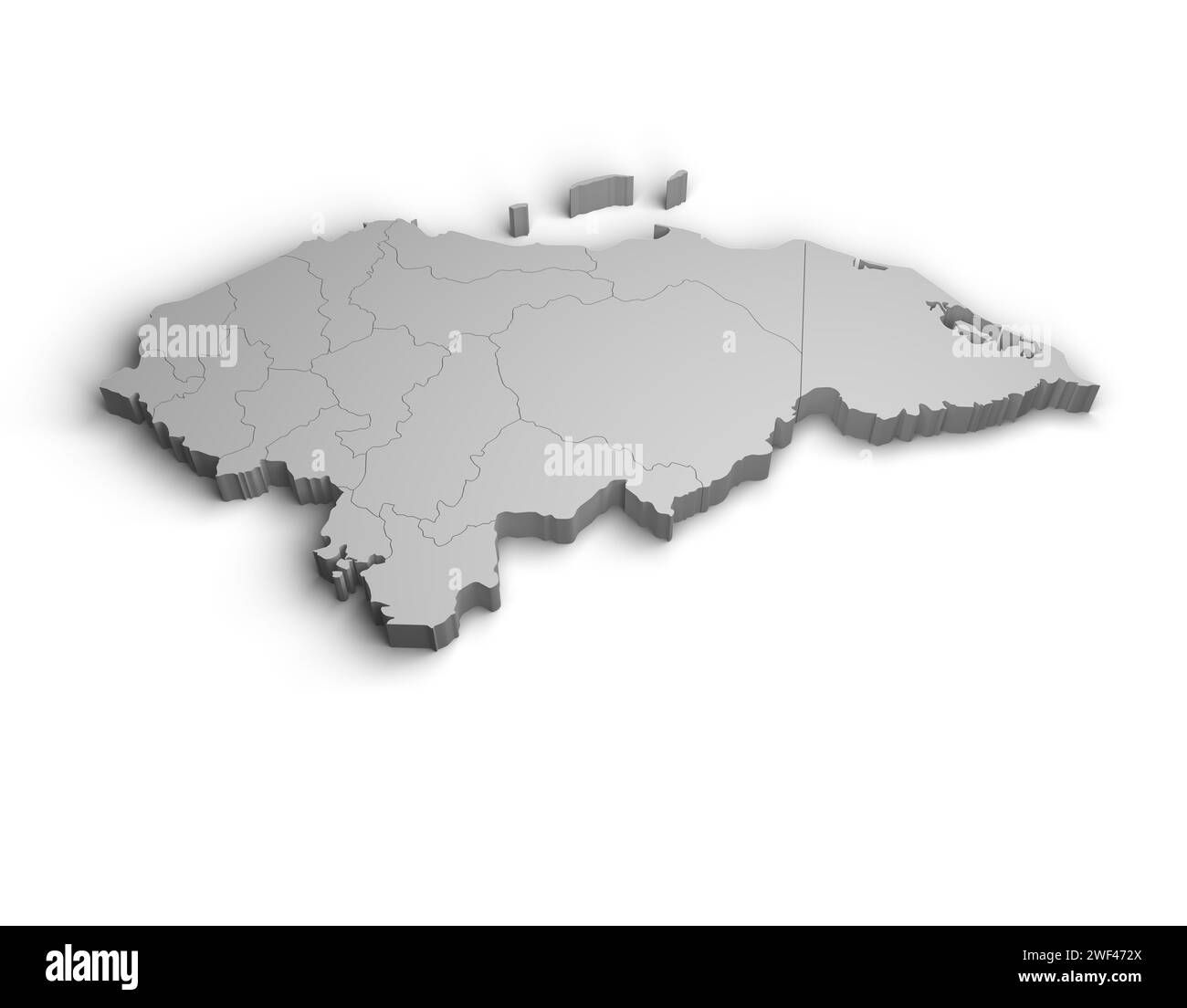Illustrazione mappa 3d Honduras sfondo bianco isolato Foto Stock