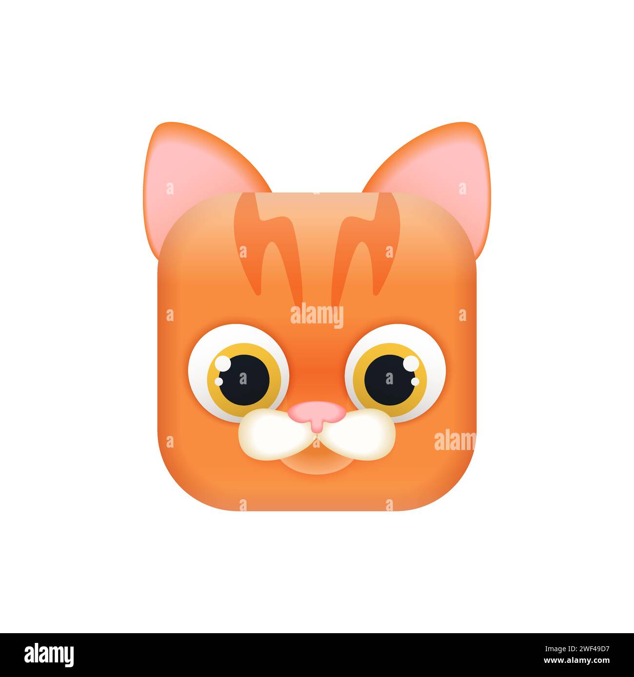 Simpatico avatar per gatti o semplici emoji per gattini, testa di un animale in figura quadrata vettoriale Illustrazione Vettoriale