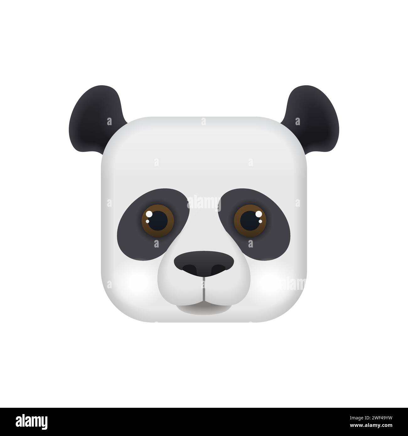 Simpatico volto a panda, testa di animale a forma quadrata per avatar, pulsante app mobile illustrazione vettoriale Illustrazione Vettoriale