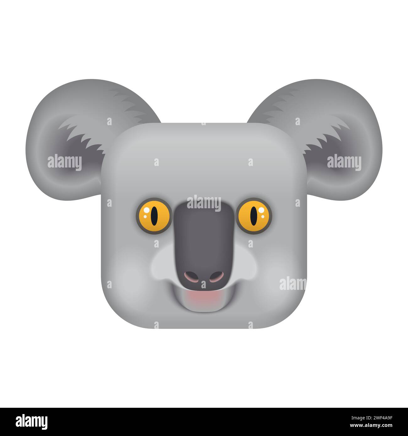 Simpatico volto in koala, testa dell'orso australiano a forma quadrata, illustrazione vettoriale dell'avatar animale Illustrazione Vettoriale